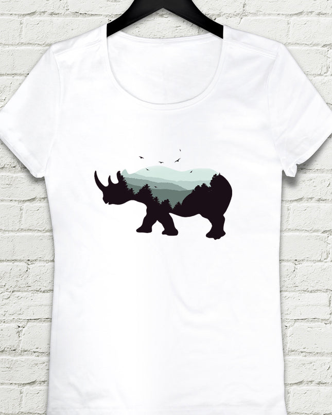 Rhino Beyaz Kadın tshirt - basmatik.com
