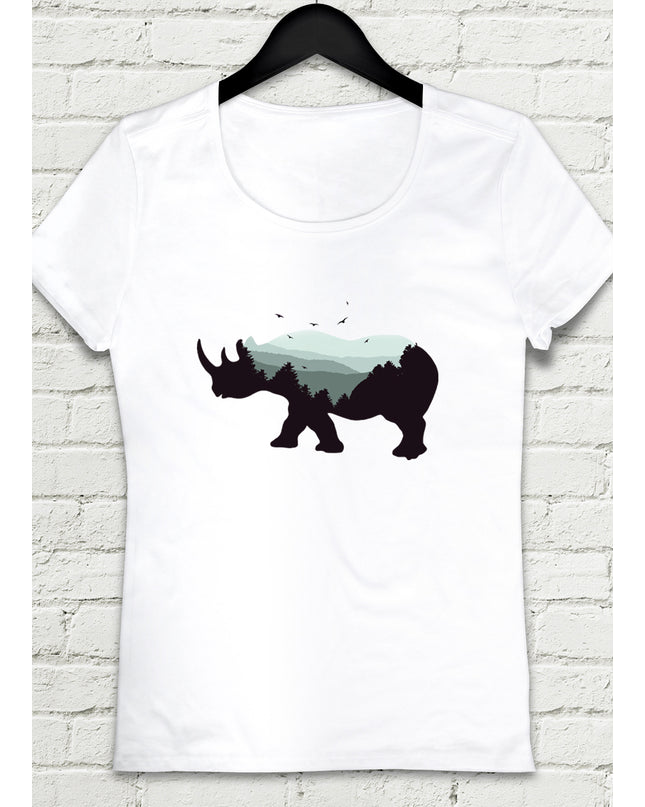 Rhino Beyaz Kadın tshirt - basmatik.com
