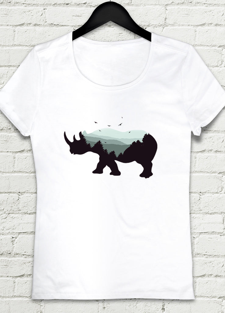 Rhino Beyaz Kadın tshirt - basmatik.com