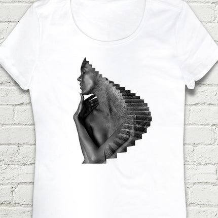 Stairs Beyaz Kadın tshirt - basmatik.com