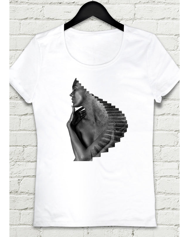 Stairs Beyaz Kadın tshirt - basmatik.com