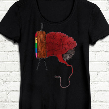 Beyin televizyon siyah t-shirt - basmatik.com