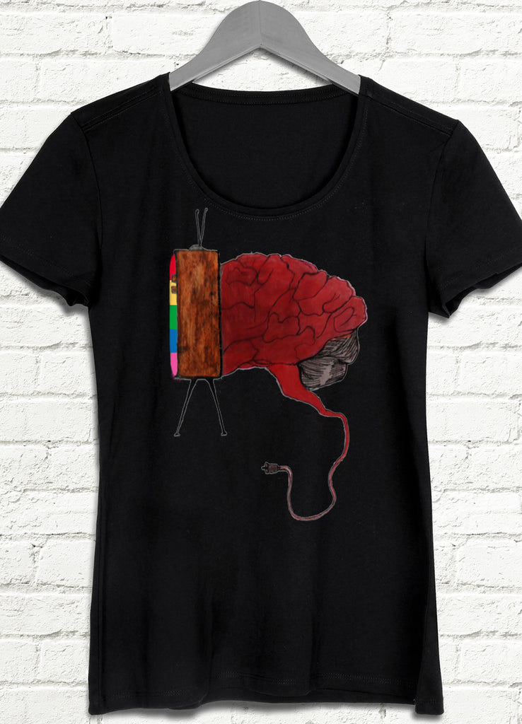 Beyin televizyon siyah t-shirt - basmatik.com