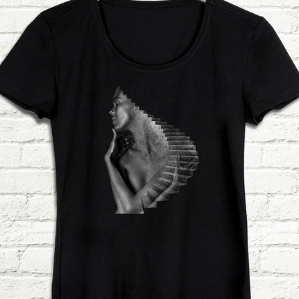 Stairs Bayan Siyah tshirt - basmatik.com