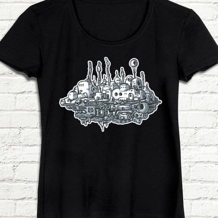 Bulut Sitesi Bayan Siyah tshirt - basmatik.com