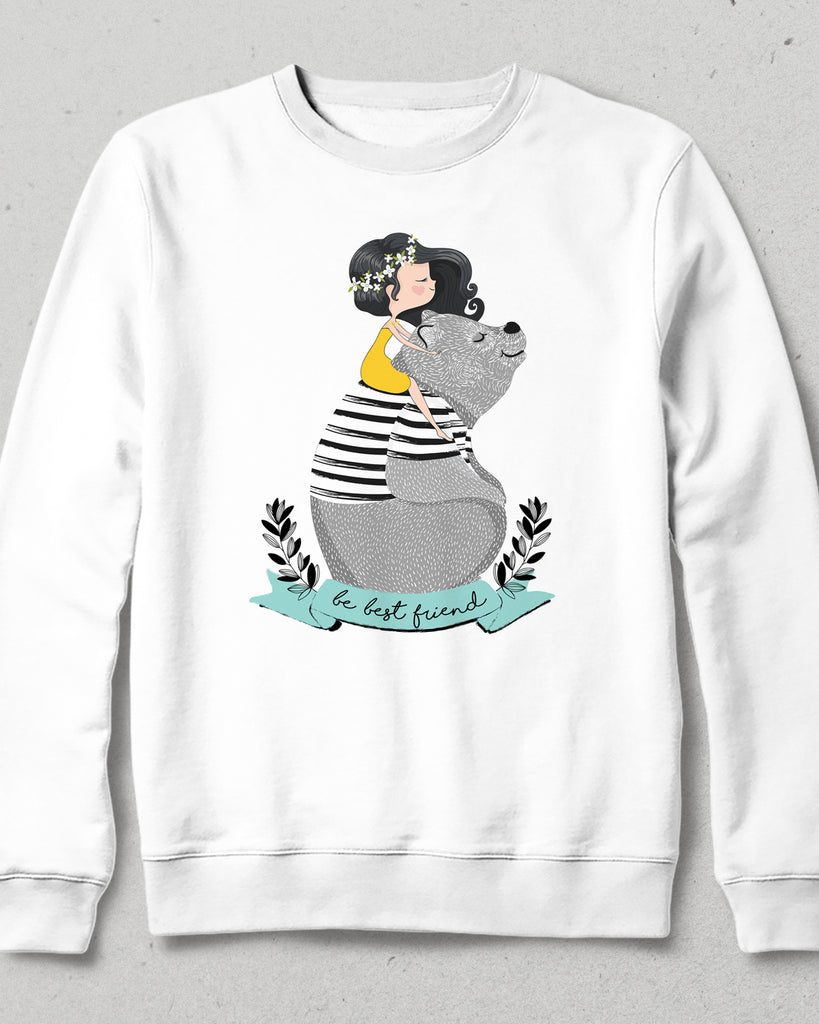 best friend beyaz sweatshirt - basmatik.com