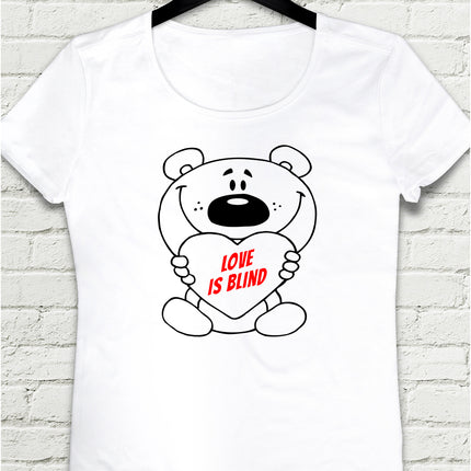 Love is blind Beyaz Kadın tshirt - basmatik.com
