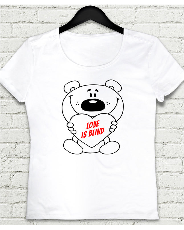 Love is blind Beyaz Kadın tshirt - basmatik.com