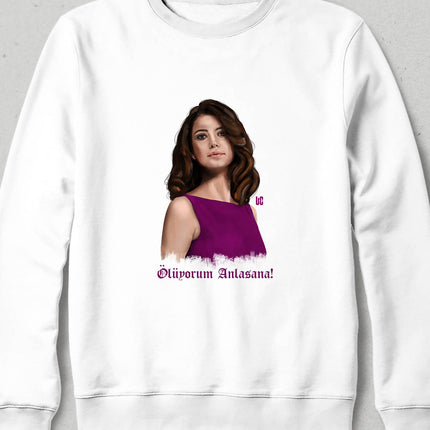 Kapüşonsuz Sweatshirt - Bihter - Ölüyorum Anlasana - basmatik.com