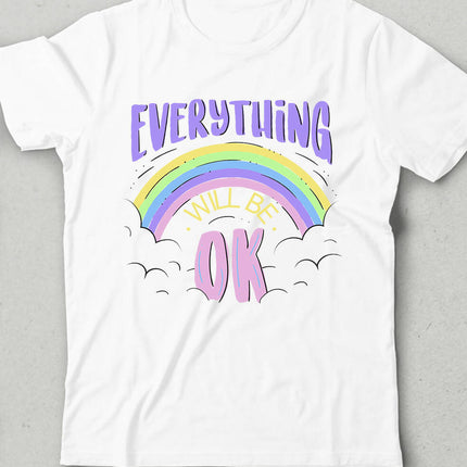 Everything will be okay Bisiklet yaka Kısa Kollu Tişört