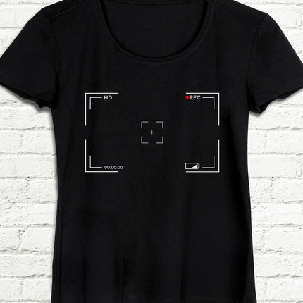 Camera View Siyah Tişört - basmatik.com