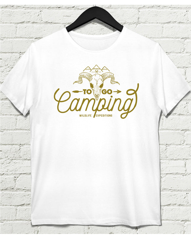 Camping beyaz Erkek tişört - basmatik.com