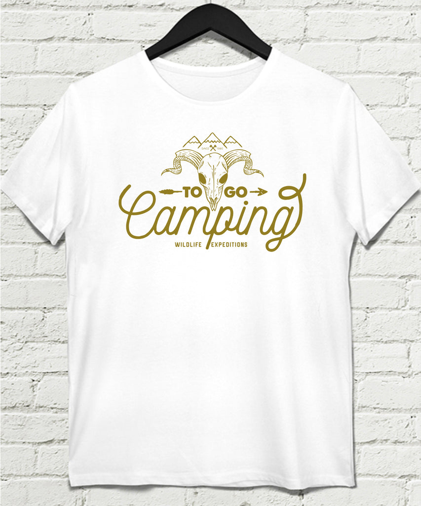 Camping beyaz Erkek tişört - basmatik.com