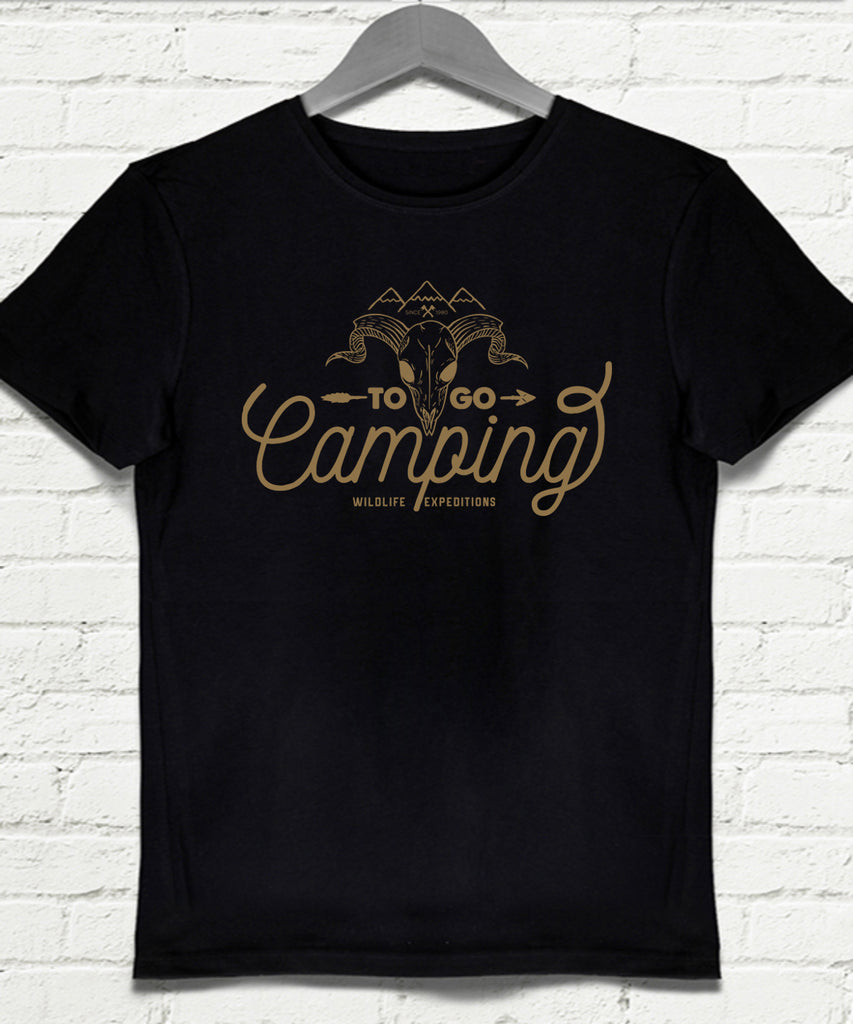 Camping siyah Erkek tişört - basmatik.com