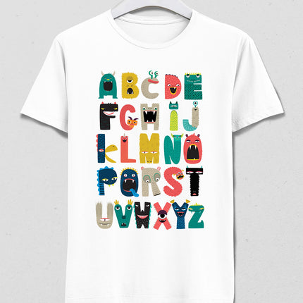 canavar alfabe erkek tişört - basmatik.com