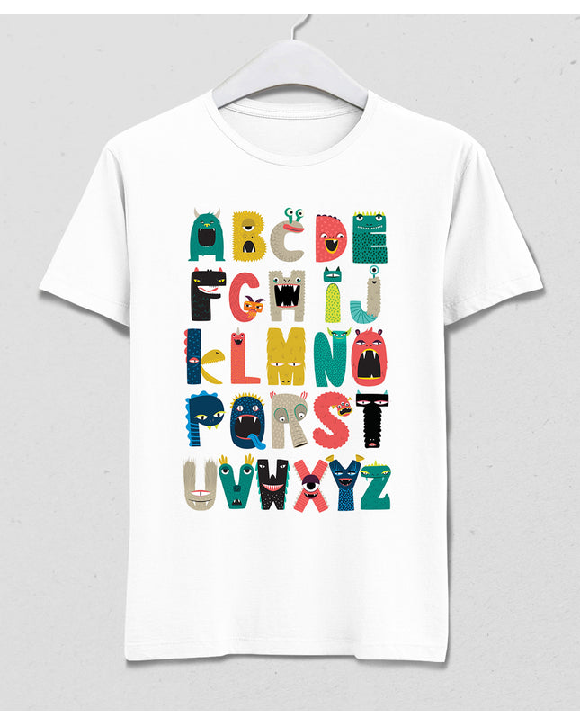 canavar alfabe erkek tişört - basmatik.com