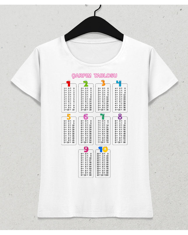 çarpım tablosu kadın tişört - basmatik.com