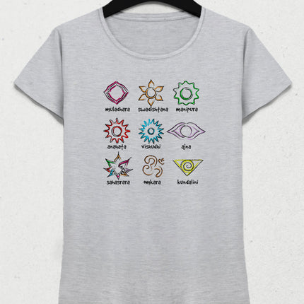 Chakras symbols gri tişört - basmatik.com