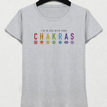 chakras yoga gri tişört - basmatik.com