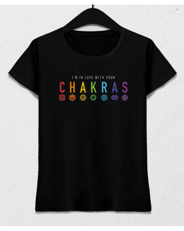chakras yoga siyah tişört - basmatik.com