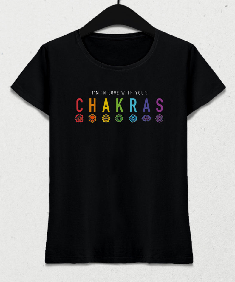 chakras yoga siyah tişört - basmatik.com