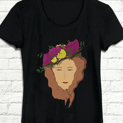 Çiçek Kız bayan siyah t-shirt - basmatik.com