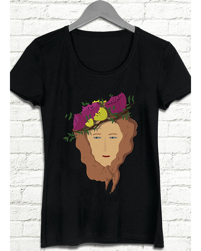 Çiçek Kız bayan siyah t-shirt - basmatik.com