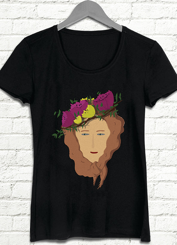 Çiçek Kız bayan siyah t-shirt - basmatik.com