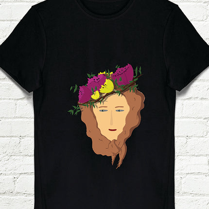 Çiçek Kız siyah t-shirt - basmatik.com