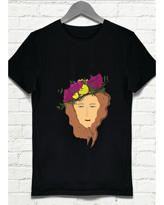 Çiçek Kız siyah t-shirt - basmatik.com