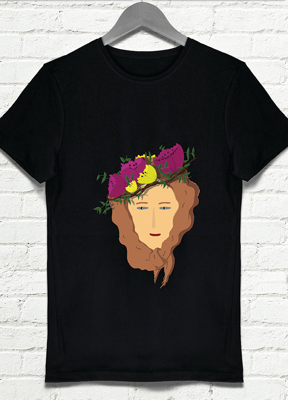 Çiçek Kız siyah t-shirt - basmatik.com