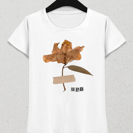 Çiçek Kadın Beyaz Tişört - basmatik.com