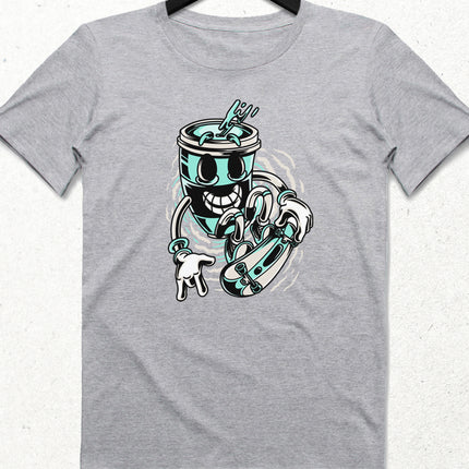 Coffee Surf Gri Erkek Tişört - basmatik.com