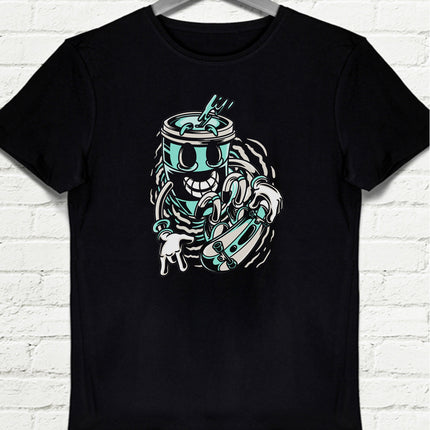 Coffee Surf Siyah Erkek Tişört - basmatik.com