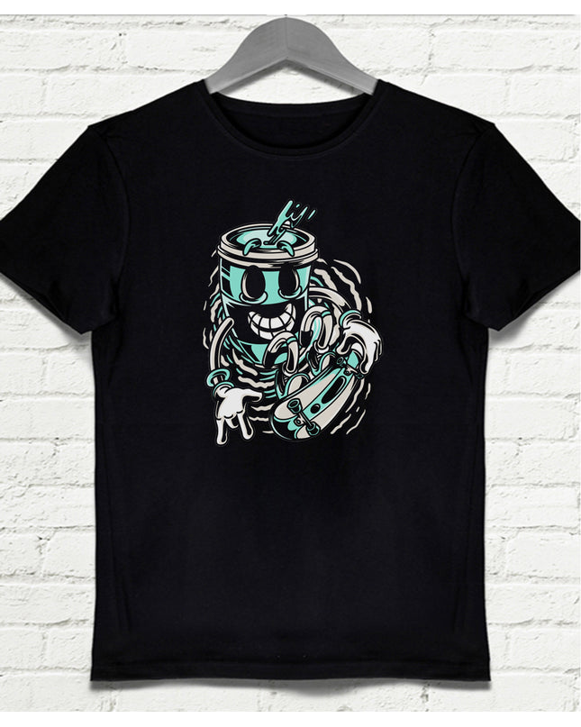 Coffee Surf Siyah Erkek Tişört - basmatik.com