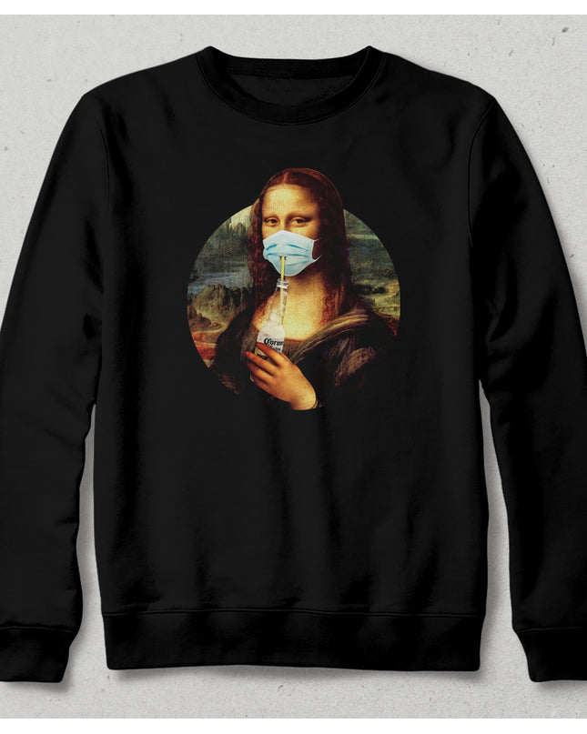 Corona Lisa Siyah Sweatshirt - basmatik.com