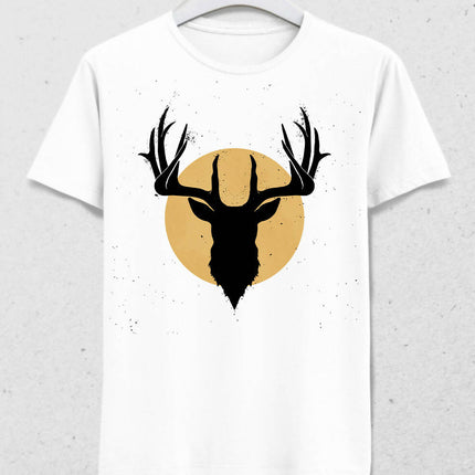 Geyik Tasarımlı Beyaz Tshirt - basmatik.com