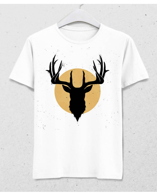 Geyik Tasarımlı Beyaz Tshirt - basmatik.com