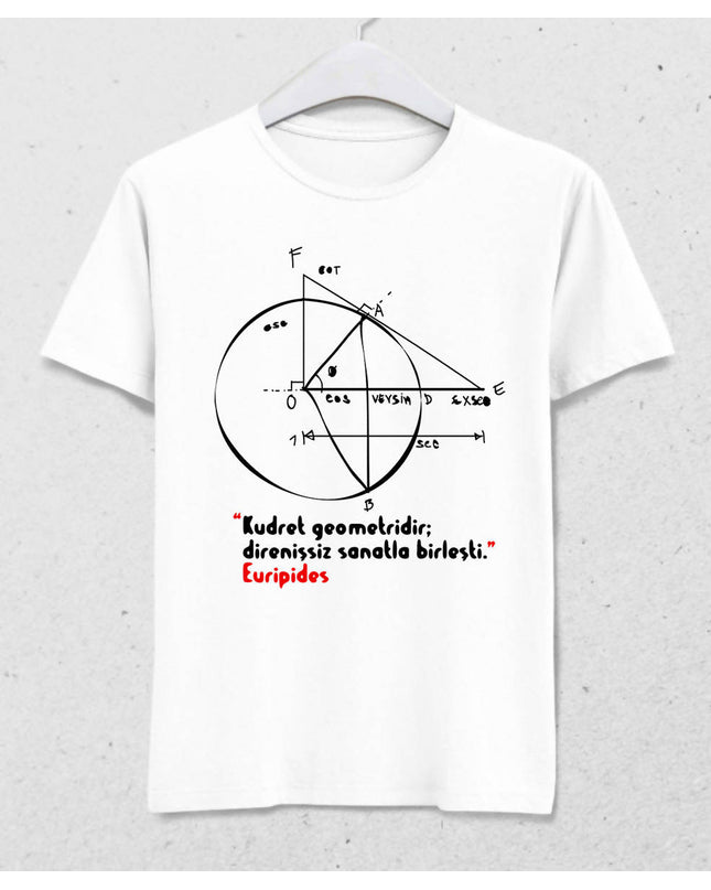 Geometri Erkek Beyaz Tişört - basmatik.com
