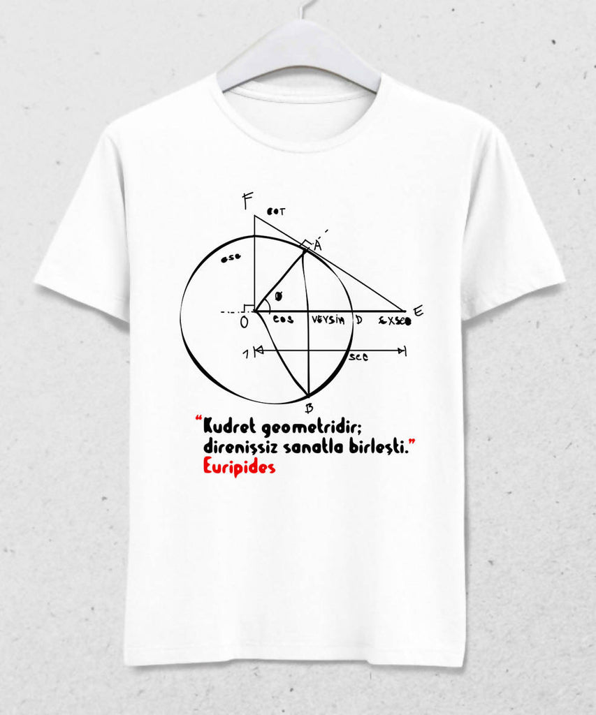 Geometri Erkek Beyaz Tişört - basmatik.com