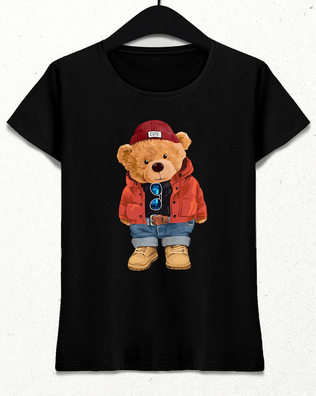 Sevimli Ayıcık Siyah Tshirt - basmatik.com