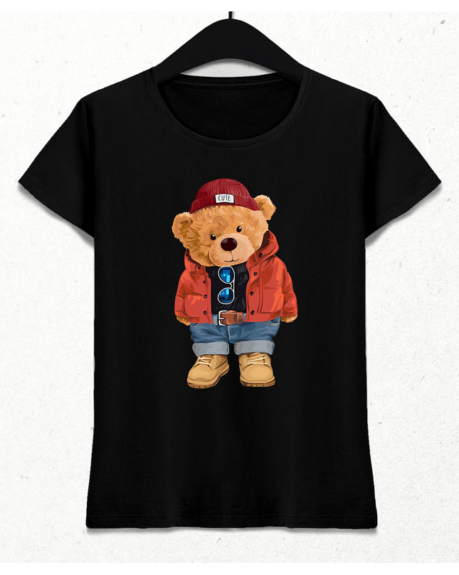 Sevimli Ayıcık Siyah Tshirt - basmatik.com
