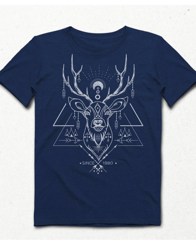 Deer camp indigo Erkek tişört - basmatik.com