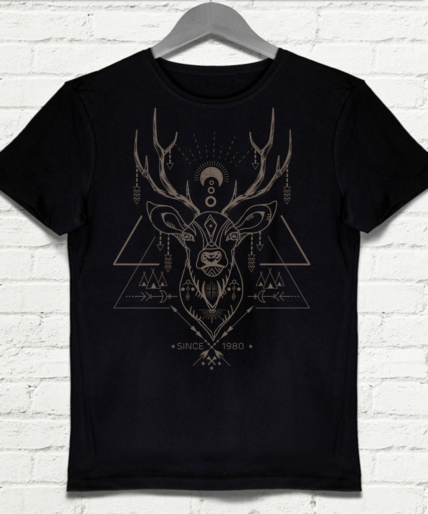 Deer camp siyah Erkek tişört - basmatik.com