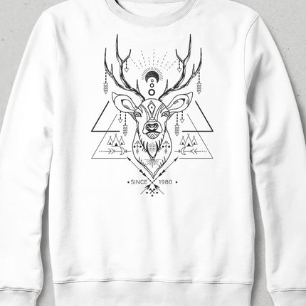 Deer beyaz sweatshirt - basmatik.com