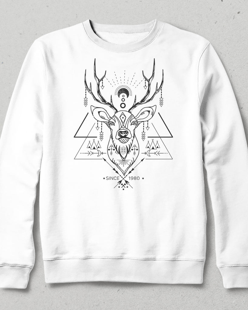 Deer beyaz sweatshirt - basmatik.com