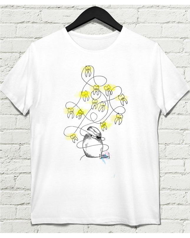 Dental Floss Beyaz Tişört - basmatik.com