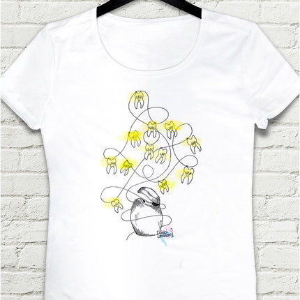 Dental Floss Beyaz Tişört - basmatik.com