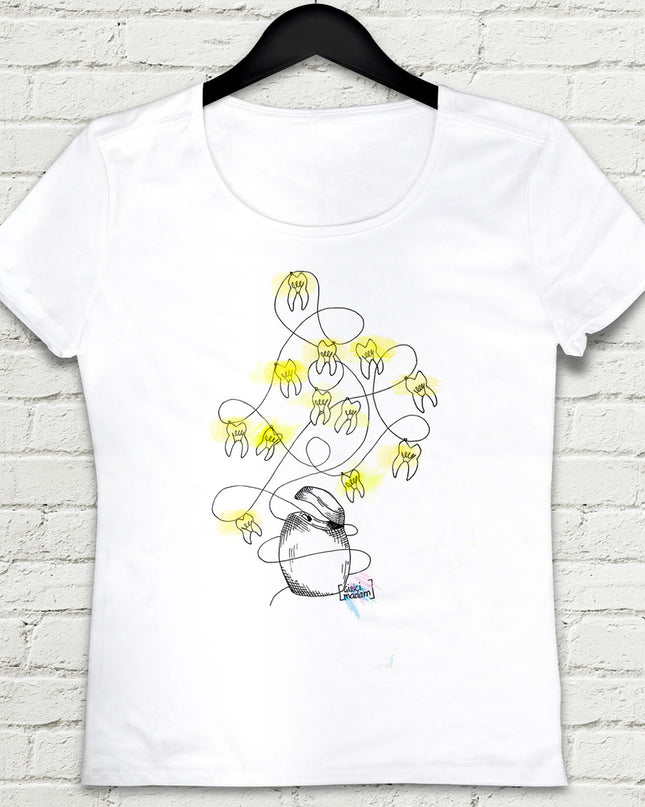 Dental Floss Beyaz Tişört - basmatik.com