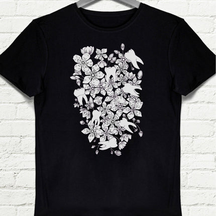 Diş Buketi Siyah Tişört - basmatik.com